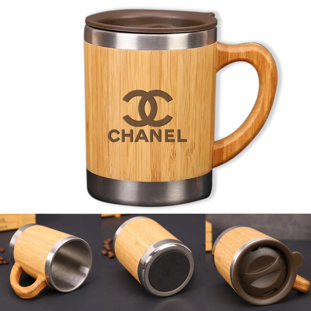 EcoMug - Double Wall Stainless Steel Bamboo Mug - 12oz. AP8990