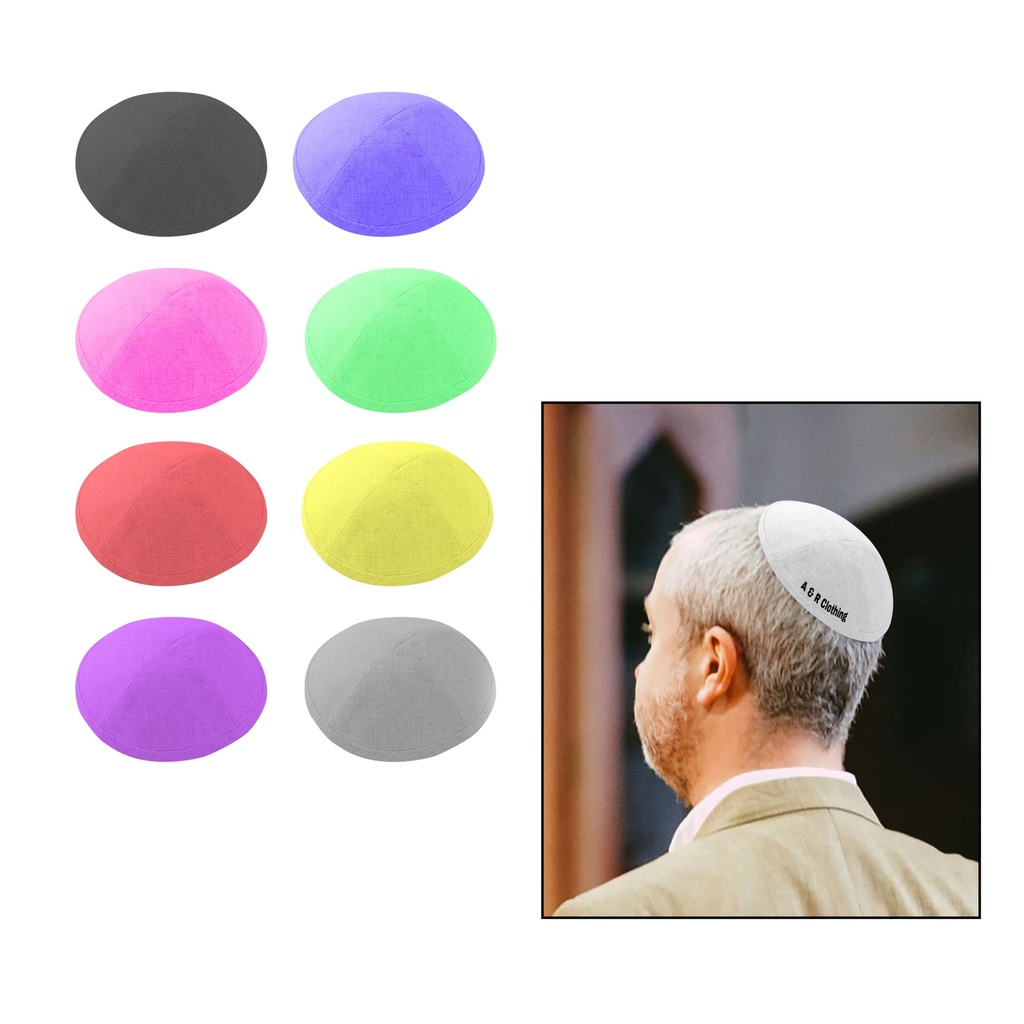 Linen Yarmulke Screen Print Or Embroidery. YA0003