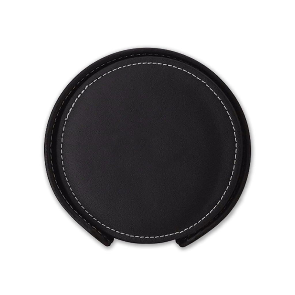 Luxury 4 Part Leatherette Round Coaster Set. CC2012