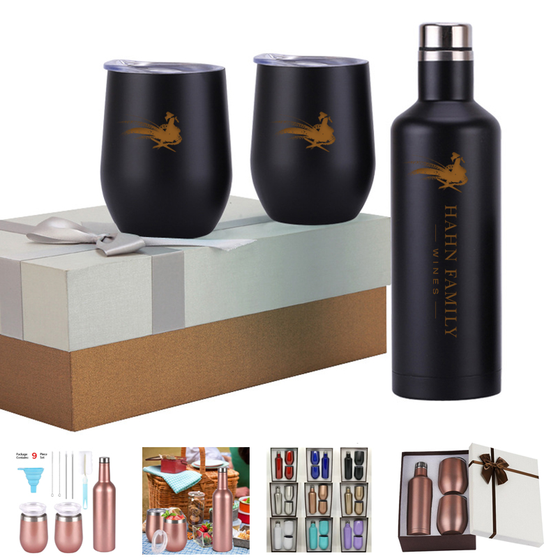 Luxury Wine Tumbler Gift Set - Bottle and Two Cups. BC8777