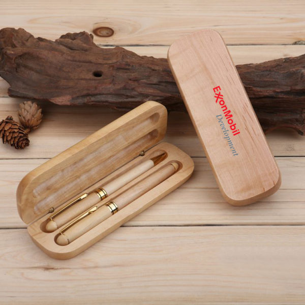 Luxury Wooden Pen Set - 2 Pens In Case. PS9115