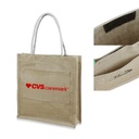 Natural Velcro Closure Jute Tote Bag W/ Front Pocket. JB7455