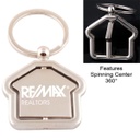 Premium House Shaped Metal Keychain - Rotating Center. HK4138