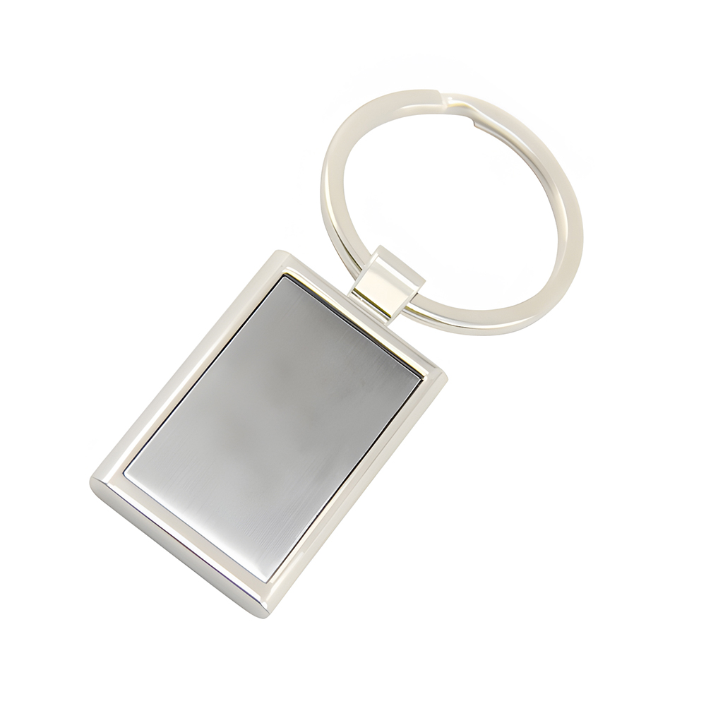 Rectangular Metal Chrome Keychain. KC5022