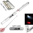 Retractable Laser Pointer Metal Pen With LED Light In Steel Case. LP2889