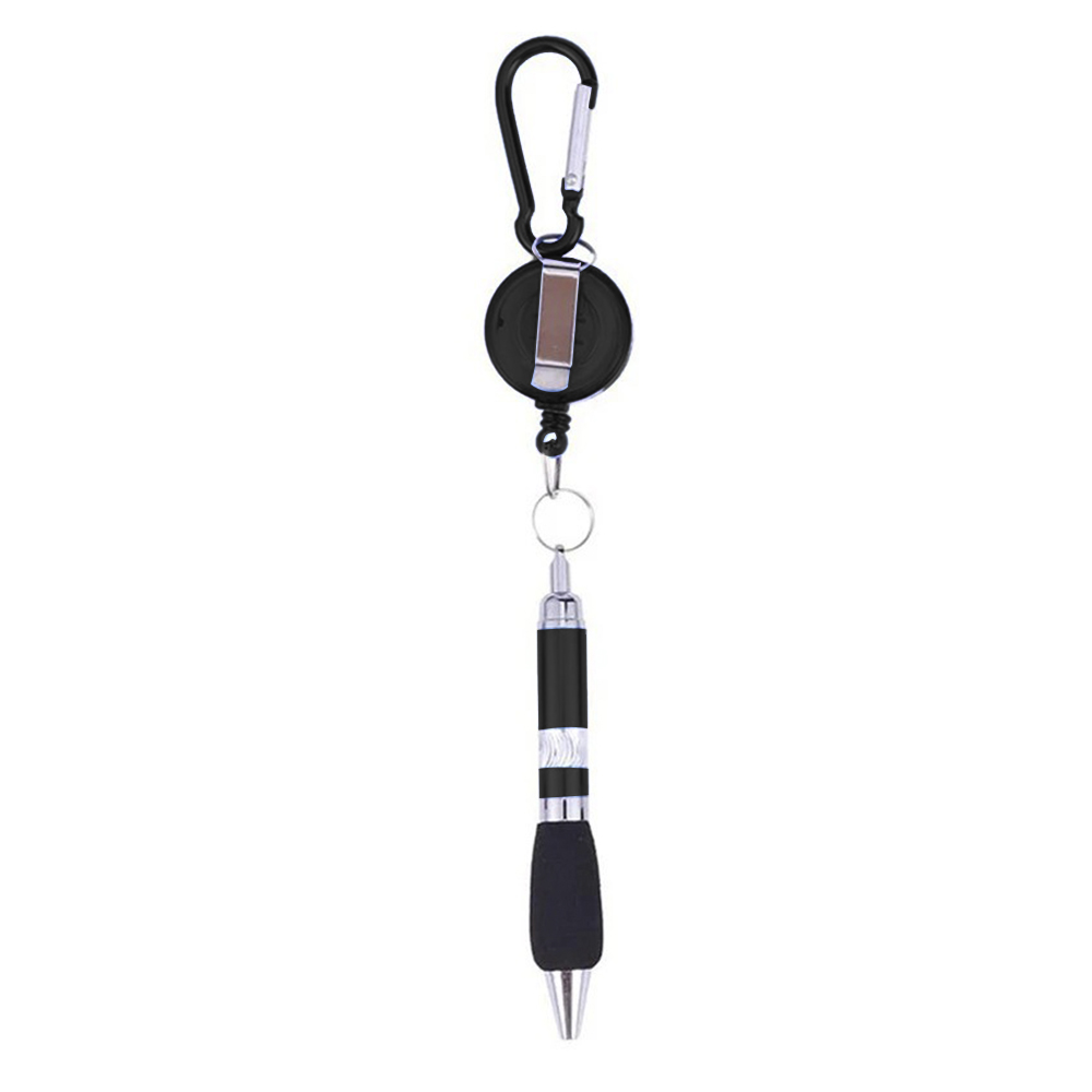 Retractable Soft Grip Metal Pen With Carabiner. RP1132