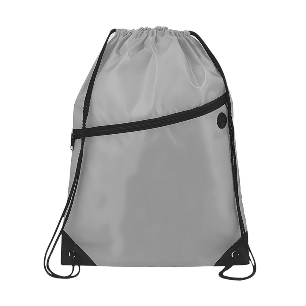 Sports Drawstring Backpack W/ Front Zipper And Ear Buds Port. SB2092