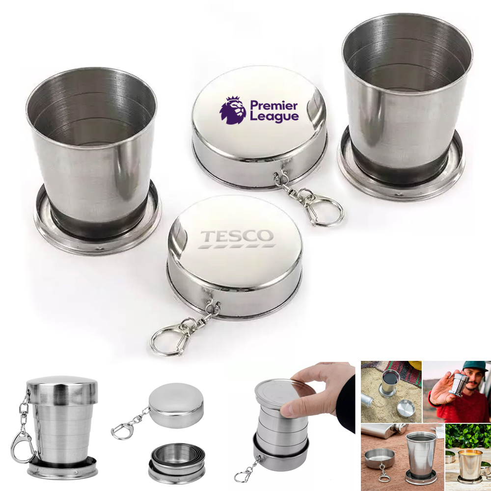 Stainless Steel Folding Cup Keychain - 5 Oz. SS1239