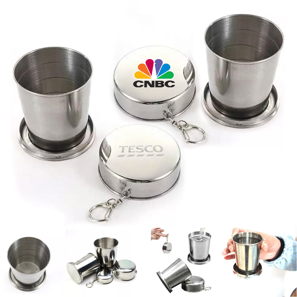 Stainless Steel Folding Cup Keychain - 8.5 Oz. SS9599