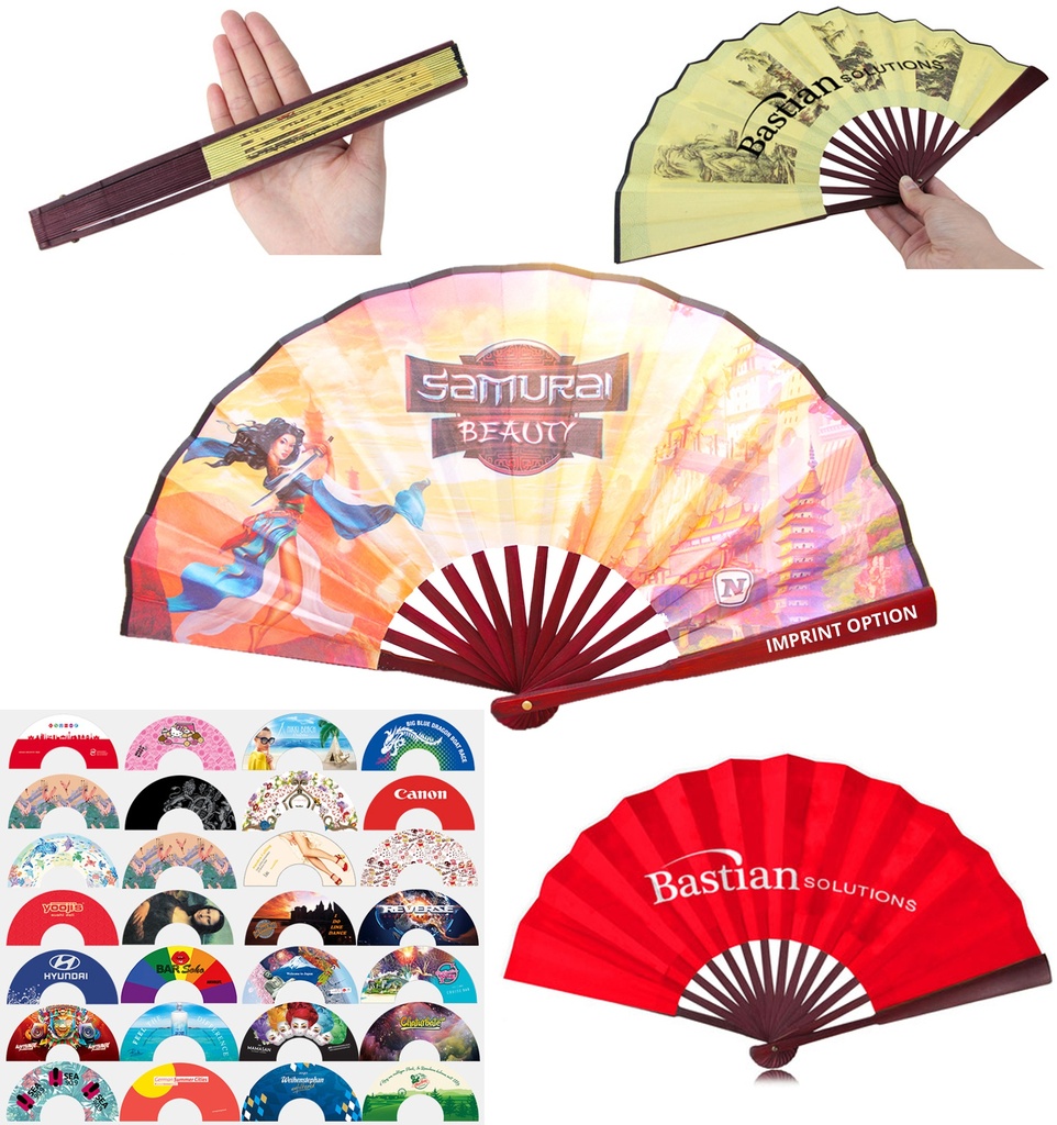 Traditional Bamboo Hand Fan - Premium Silky Fabric. HF3070