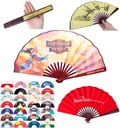 Traditional Bamboo Hand Fan - Premium Silky Fabric. HF3070