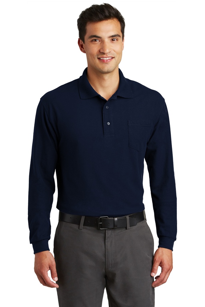 Port Authority Long Sleeve Silk Touch Polo with Pocket. K500LSP