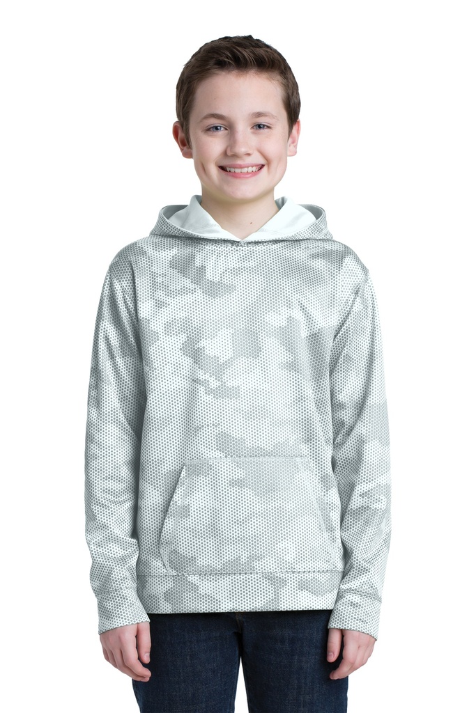 Sport-Tek Youth Sport-Wick CamoHex Fleece Hooded Pullover. YST240