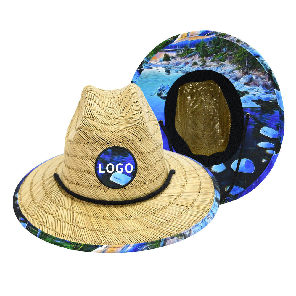 Straw Hat with Custom Embroidery Patch. SH7899