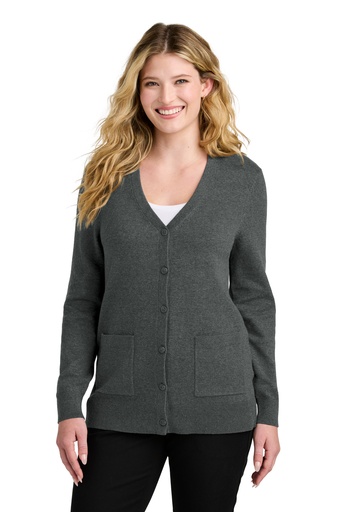 [2486901] Port Authority Women's Easy Care Button-Up Cardigan Sweater LSW4150 (CharcoalHt, XS)