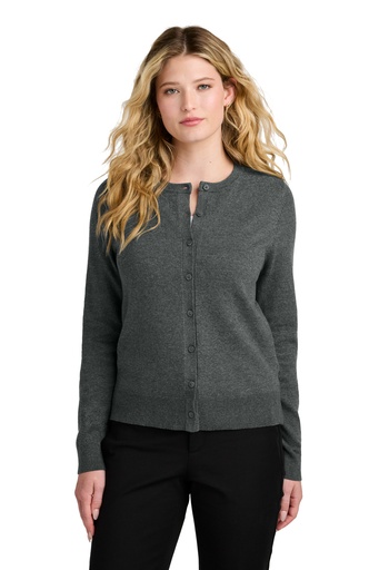 [2486261] Port Authority Women's Easy Care Crewneck Cardigan Sweater LSW2870 (CharcoalHt, XS)