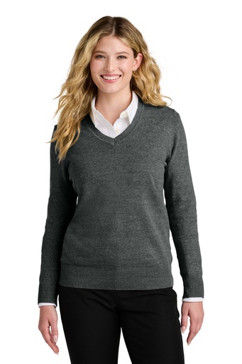 [2485231] Port Authority Women's Easy Care V-Neck Sweater LSW2850 (CharcoalHt, XS)