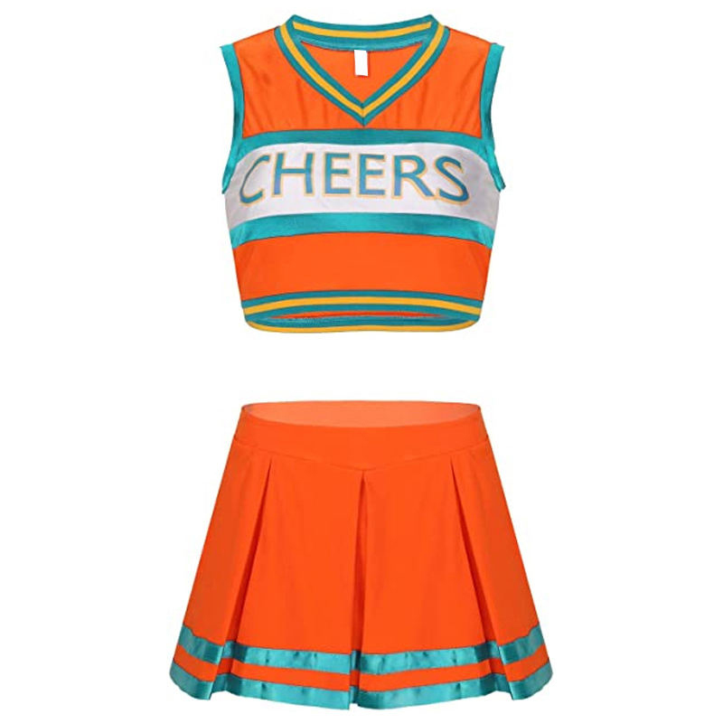 Cheerleader uniform with Sleevless Croptop and Skirt. SJ7052