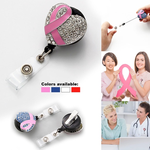 [BH2766] Rhinestone Ribbon Badge Holder - Heart Shape
Retractable ID. BH2766