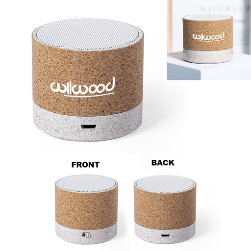 [BS2528] Natural Cork and Wheat Straw Bluetooth Speaker. BS2528