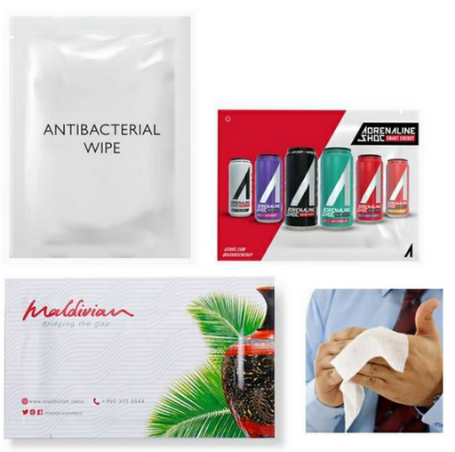 [CV1220] Hand Wipes - 70% Alcohol Antibacterial - Branded Individual Pack. CV1220