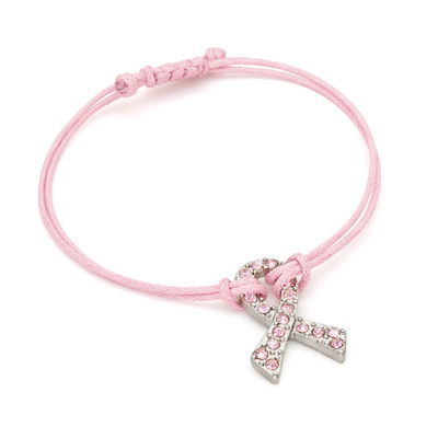 Crystal Breast Cancer Awareness Pink Ribbon Bracelet. BCA324