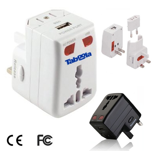 [UB1440] Universal Travel Adapter With Surge Protector And USB Port. UB1440