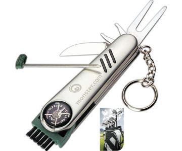 [UB1080] Stainless Steel Pocket Golf Tool Kit 7-In-1 Keychain. UB1080