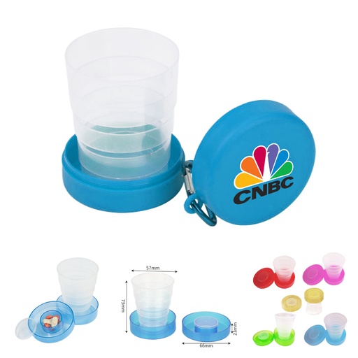 [CB4858] Travel Size Collapsible Drinking Cup w/ Pill Box Case - 6 oz. CB4858