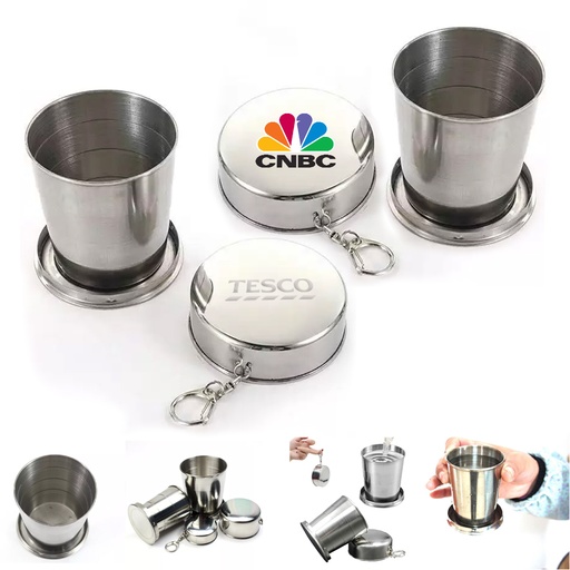 [SS9599] Stainless Steel Folding Cup Keychain - 8.5 Oz. SS9599