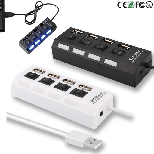 [UH4577] Premium 4 Port USB Hub - On / Off Buttons And Indication Light. UH4577