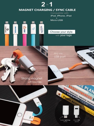 [AC8025] USB Magnet Charging Cable W/ Keychain 2 In 1. AC8025