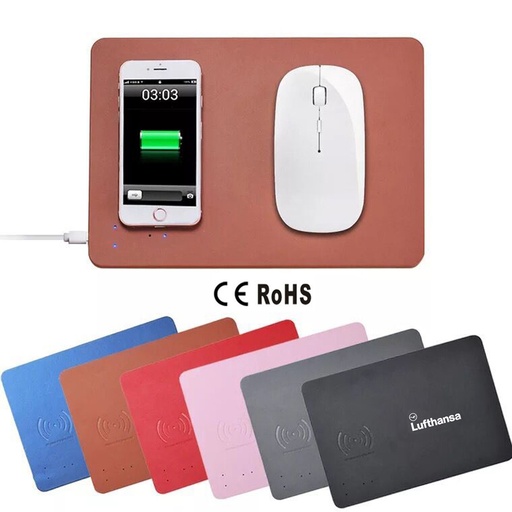 [WC9750] Ultra-Slim Leather Qi Wireless Charging Pad Mouse Mat. WC9750