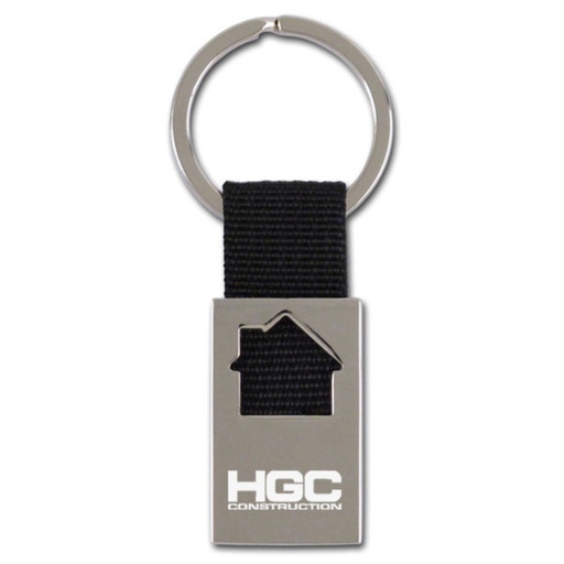 [HK3256] House Shape Keychain - Alloy With Fabric Strap. HK3256