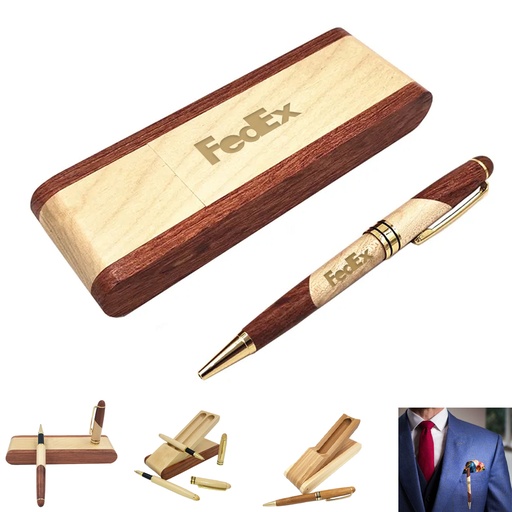 [LP9837] Woodland Elite Pen Collection - Woodland Elite Dual Pen & Case Gift Set. LP9837