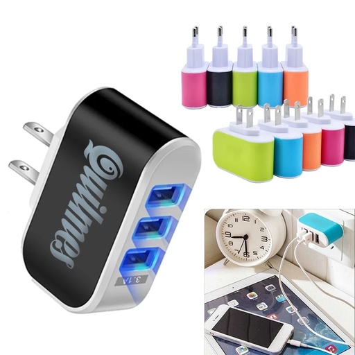 [AC9846] Triplecharge 3.1A LED USB Wall Charger For Mobile Phones. AC9846