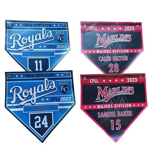 [CF8492] Personalized Home Plate Banner - 13oz Matte Vinyl. CF8492