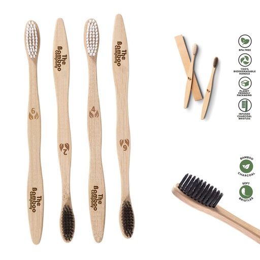 [BP7369] Flat Handle Bamboo Toothbrush For Adult. BP7369