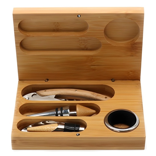 [BP7094] Modern Bamboo Wine Opener Set. BP7094