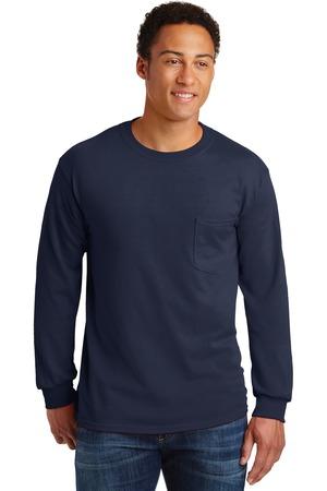 [2410] Gildan - Ultra Cotton 100% US Cotton Long Sleeve T-Shirt with Pocket. 2410