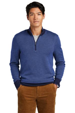 [BB18412] Brooks Brothers Washable Merino Birdseye 1/4-Zip Sweater BB18412