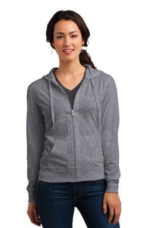 [DT2100] District Women's Fitted Jersey Full-Zip Hoodie. DT2100