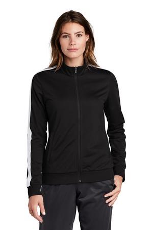 [LST94] Sport-Tek Ladies Tricot Sleeve Stripe Track Jacket. LST94