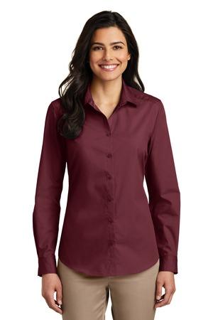 [LW100] Port Authority Ladies Long Sleeve Carefree Poplin Shirt. LW100