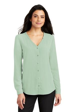 [LW700] Port Authority Ladies Long Sleeve Button-Front Blouse. LW700