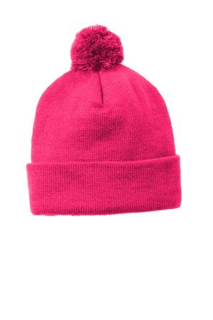 [STC37] Sport-Tek Solid Pom Pom Beanie. STC37