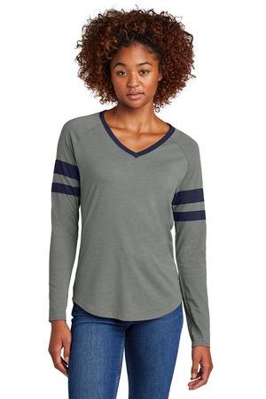 [LST6043] Sport-Tek Ladies Halftime Stripe Long Sleeve V-Neck Tee LST6043