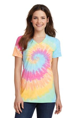 [LPC147V] Port & Company Ladies Tie-Dye V-Neck Tee. LPC147V