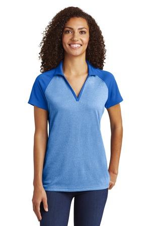 [LST641] Sport-Tek Ladies PosiCharge RacerMesh Raglan Heather Block Polo. LST641