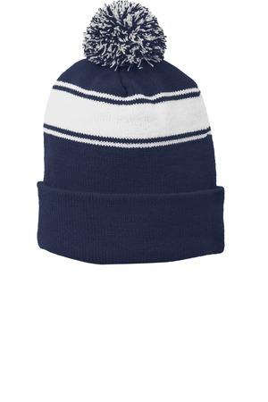 [STC28] Sport-Tek Stripe Pom Pom Beanie. STC28